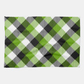 タータンチェックシンプルプレイドネオングリーン キッチンタオル (横)