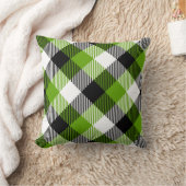 タータンチェックシンプルプレイドネオングリーン クッション (ブランケット)
