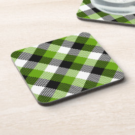 タータンチェックシンプルプレイドネオングリーン コースター