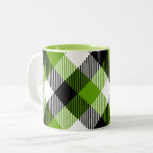 タータンチェックシンプルプレイドネオングリーン ツートーンマグカップ (正面左)