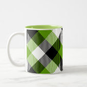 タータンチェックシンプルプレイドネオングリーン ツートーンマグカップ (左)