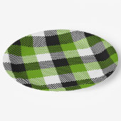 タータンチェックシンプルプレイドネオングリーン ペーパープレート (アングル)