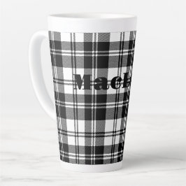 タータンチェックシンプル白黒モノグラム名 | カフェラテマグ