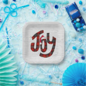 タータンチェックジョイオンホワイト樺の木 ペーパープレート (パーティー)