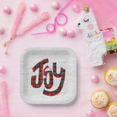 タータンチェックジョイオンホワイト樺の木 ペーパープレート (パーティー)