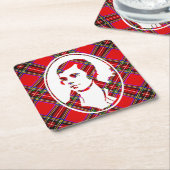 タータンチェックスコットランドのバードロビーバーンズ スクエアペーパーコースター (アングル)