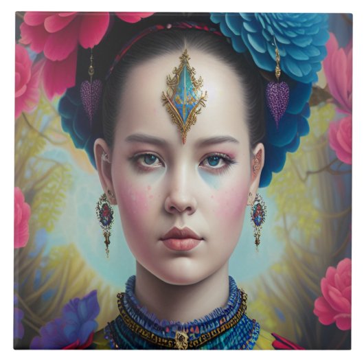 タータンチェックスタイリッシュ付きプリンセス タイル (正面)