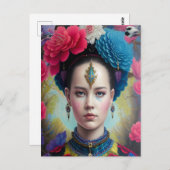 タータンチェックスタイリッシュ付きプリンセス ポストカード (正面/裏面)