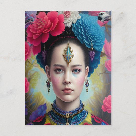 タータンチェックスタイリッシュ付きプリンセス ポストカード (正面)