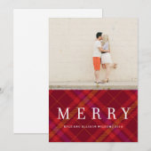 タータンチェックタイディングズプメリーレイドギンガムホリデイカード シーズンカード (正面/裏面)