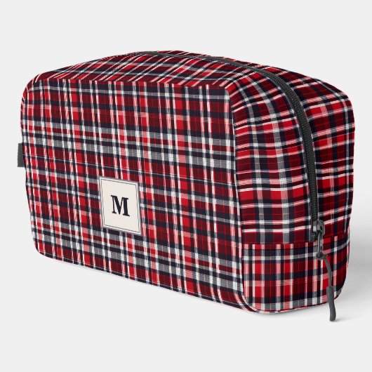 タータンチェックチェパターン（の模様が）あるックスタイリッシュモノグラムの ドップキット (右コーナー)