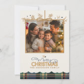 タータンチェックトリムつるクリスマスの写真ID1141B シーズンカード (正面)