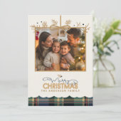 タータンチェックトリムつるクリスマスの写真ID1141B シーズンカード (スタンド正面)