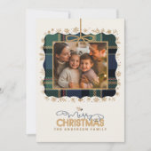 タータンチェックトリムクリスマスワンフォトメッセージID1141B シーズンカード (正面)