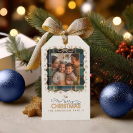 タータンチェックトリムクリスマスワン写真テンプレートID1141B ギフトタグ