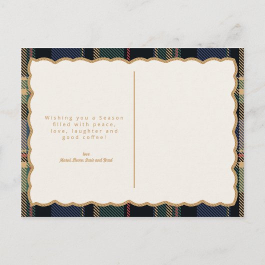 タータンチェックトリムクリスマスワン写真テンプレートID1141B シーズンポストカード (裏面)