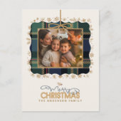 タータンチェックトリムクリスマスワン写真テンプレートID1141B シーズンポストカード (正面)