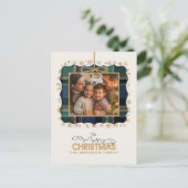 タータンチェックトリムクリスマスワン写真テンプレートID1141B シーズンポストカード (スタンド正面)
