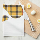 タータンチェックドッグポープリント キッチンタオル (四つ折り)