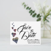 タータンチェックハート日付はがきの保存 ポストカード (スタンド正面)