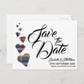 タータンチェックハート日付はがきの保存 ポストカード (正面/裏面)