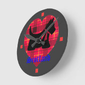 タータンチェックハート&スコットランド犬の壁時計 ラウンド壁時計 (傾斜)