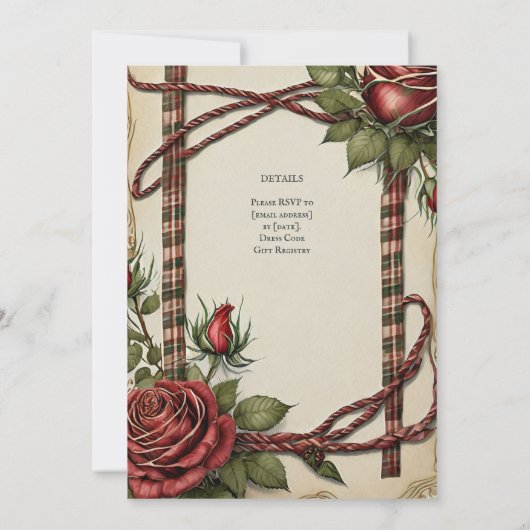 タータンチェックバラの受賞式招待状 招待状 (裏面)