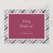 タータンチェックバルモラルブラックグレーブルゴーニュモノグラムの シーズンポストカード (正面)