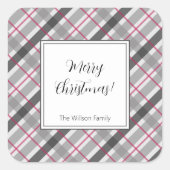 タータンチェックバルモラルブラックグレーブルゴーニュモノグラムの スクエアシール (正面)