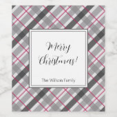 タータンチェックバルモラルブラックグレーブルゴーニュモノグラムの ワインラベル (シングルラベル)