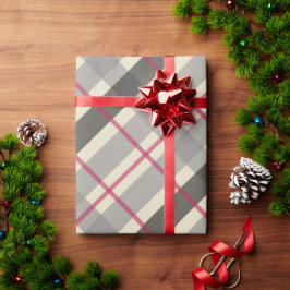 タータンチェックバルモラルブラックグレーベージュブルゴーニュ ラッピングペーパー