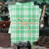 タータンチェックパステル鮮やかグリーンからダークグリーン ラッピングペーパーシート