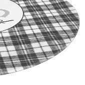 タータンチェックパターンクリスマス白黒モノグラム カッティングボード (角)