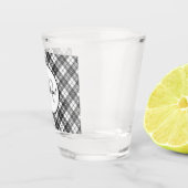 タータンチェックパターンクリスマス白黒モノグラム ショットグラス (右)