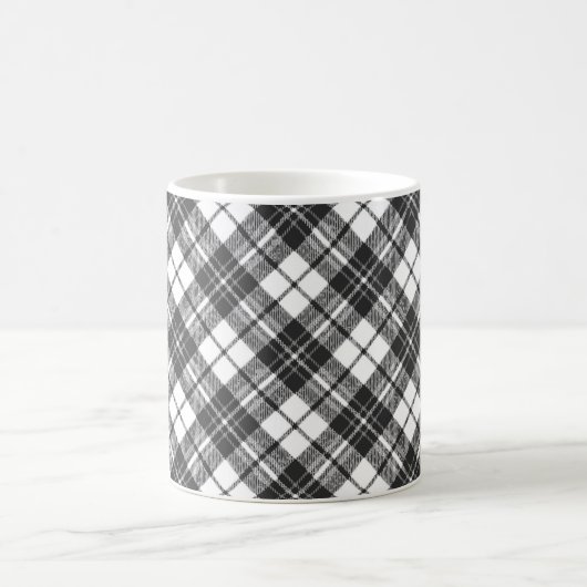 タータンチェックパターンホリデーズクリスマス白黒 コーヒーマグカップ (中央)