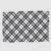 タータンチェックパターンホリデーズクリスマス白黒 ゴルフタオル (横)