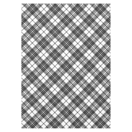 タータンチェックパターンホリデーズクリスマス白黒 テーブルクロス (正面)