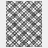 タータンチェックパターンホリデーズクリスマス白黒 フリースブランケット (正面)