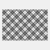 タータンチェックパターンホリデーズクリスマス白黒 ラッピングペーパーシート (正面)