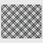 タータンチェックパターンホリデーズクリスマス白黒 ラッピングペーパー (フラット)