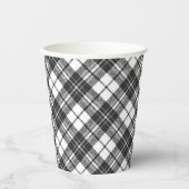 タータンチェックパターンホリデーズクリスマス白黒 紙コップ (正面)