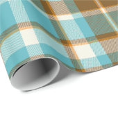 タータンチェックパターン5ターコイズおよび金ゴールドID210 ラッピングペーパー (ロールコーナー)