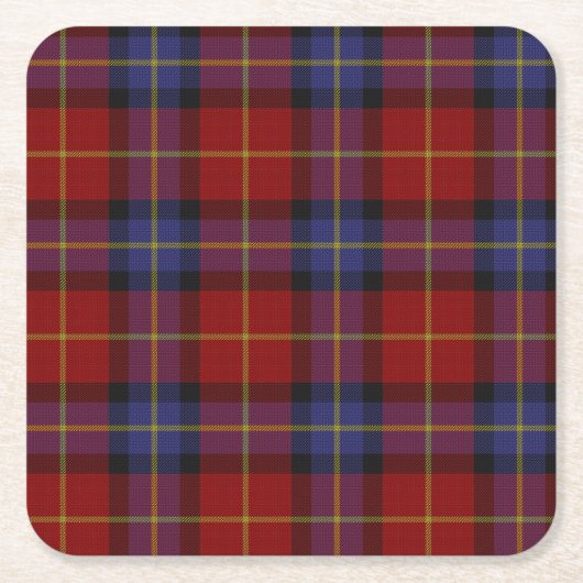 タータンチェックパターン スクエアペーパーコースター (正面)