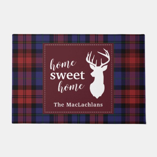 タータンチェックパーソナライズされたクリスマスクランマクラクララン ドアマット (正面)