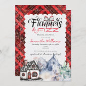 タータンチェックフ素朴ランネル&ファイズウィンターブライダルシャワー 招待状 (正面/裏面)