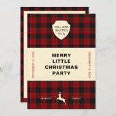 タータンチェックブックカバーのクリスマスパーティの招待状 招待状 (正面/裏面)