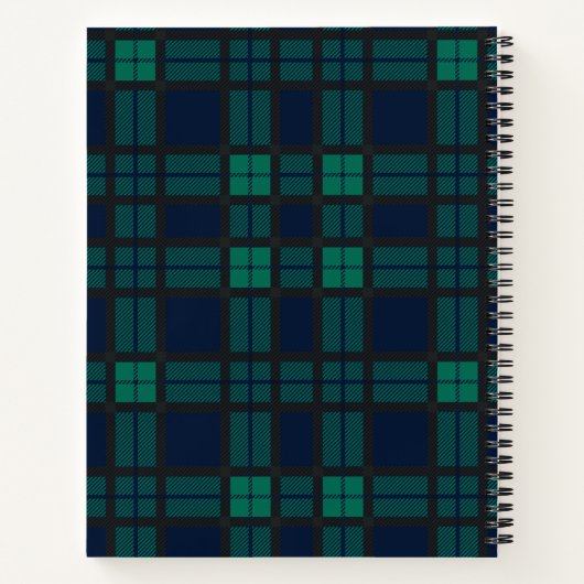 タータンチェックブラックウォッチプレイドホリデーファミリーレシピ ノートブック (裏面)