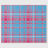 タータンチェックブルーとレッド ラッピングペーパー (フラット)