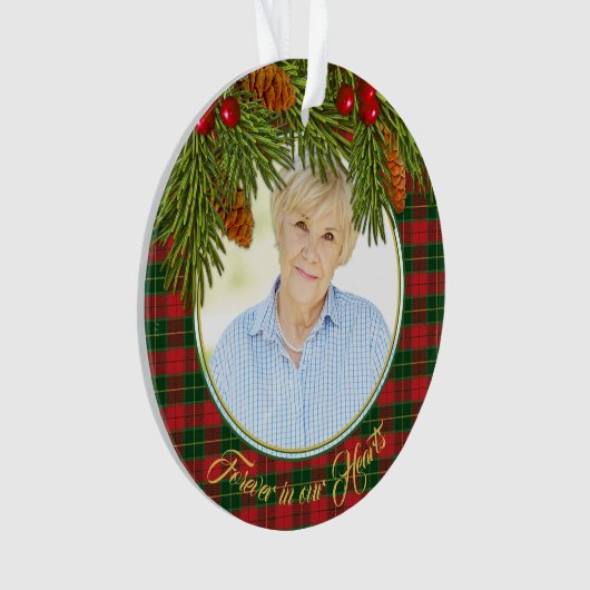タータンチェックプライドパイン記念写真クリスマスアクリル オーナメント (正面)