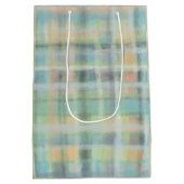 タータンチェックプライドモダンパステルイエローシアングレーグリーン ミディアムペーパーバッグ (裏面)